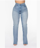 High Waist Slit Straight Jeans Straight Leg Jeans